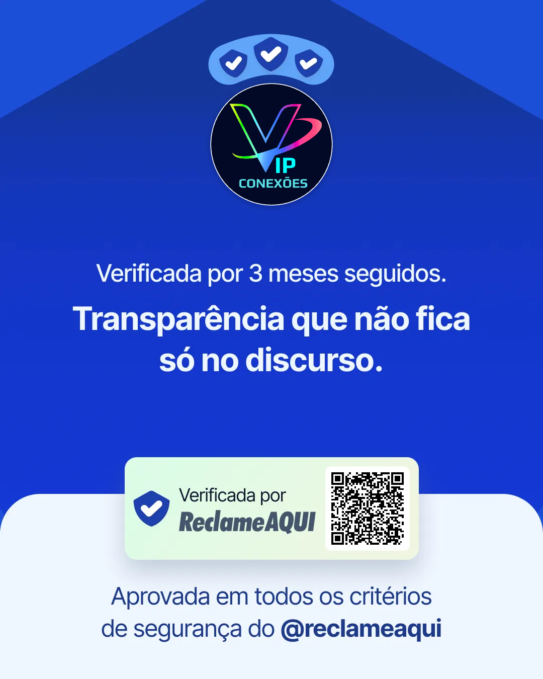 Publicação da VIP Conexões sobre verificação no Reclame AQUI
